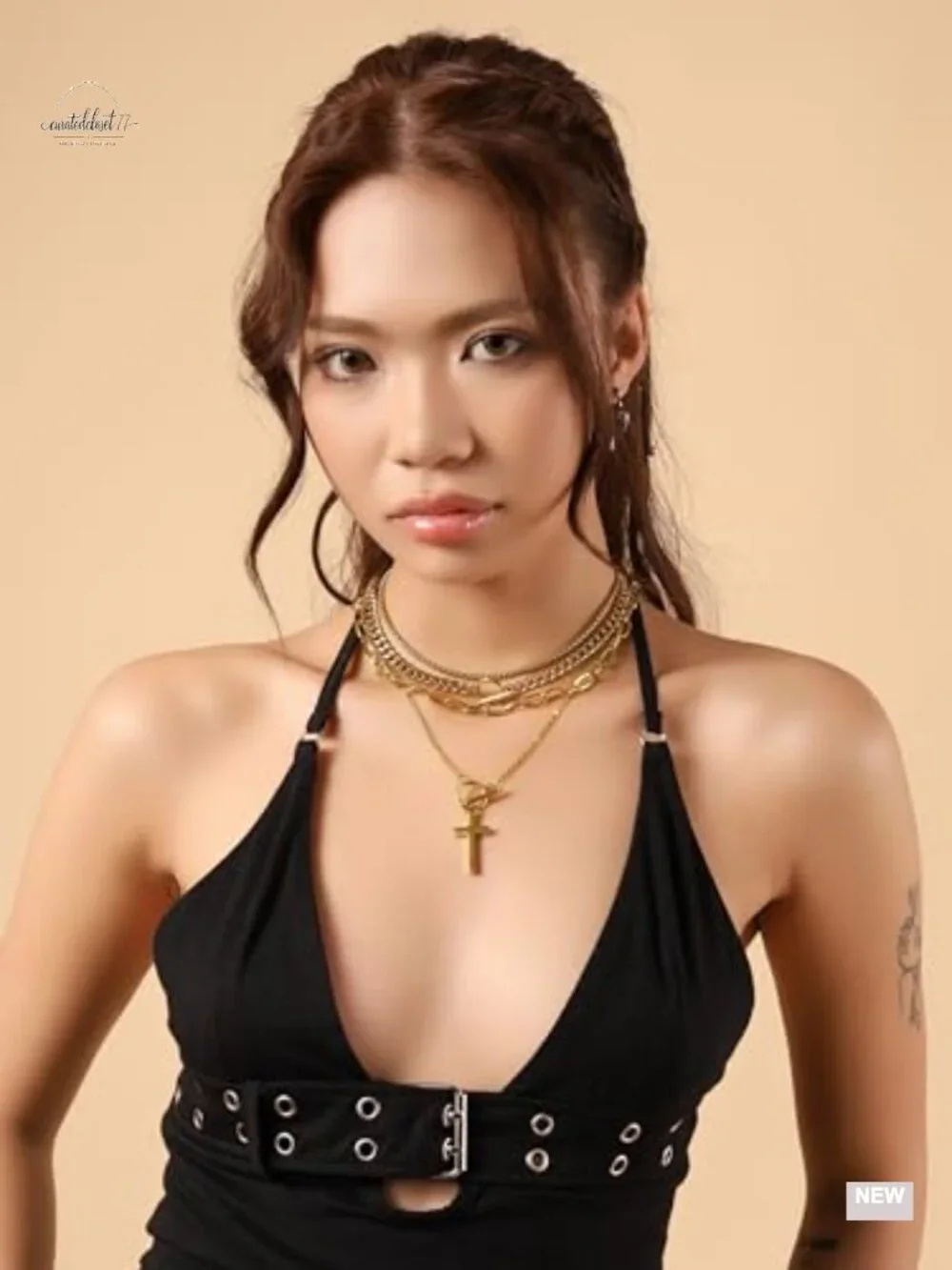Gold-Tone Layered Cross Choker Necklace Gothic Punk Grunge Emo
